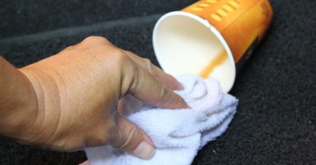 Clean milk from car straps